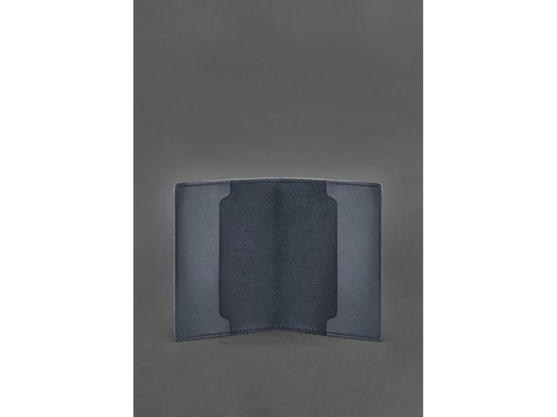 Кожаная обложка для удостоверения офицера 9.0 темно-синяя, фото 3