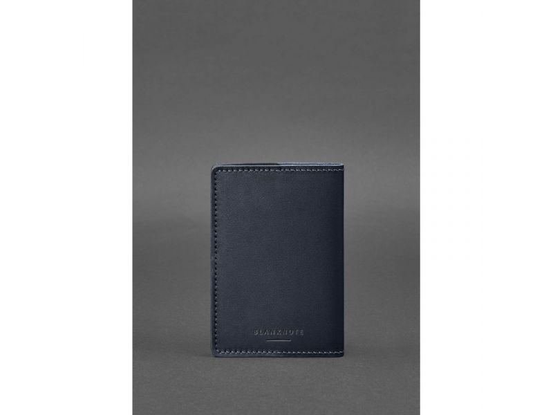 Кожаная обложка для военного билета офицера запаса 8.0 темно-синяя, фото 4