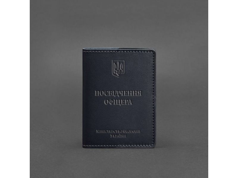 Кожаная обложка для удостоверения офицера 9.0 темно-синяя, фото 4