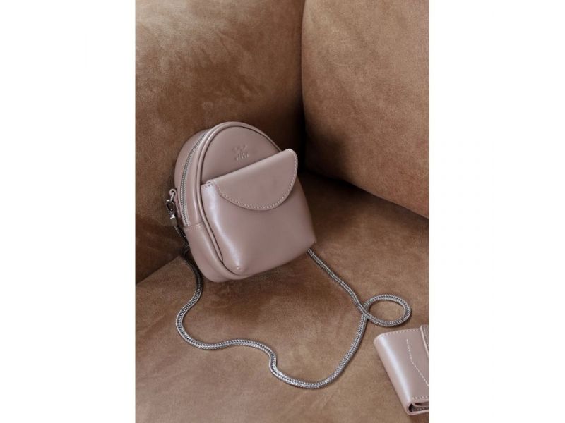 Кожаная женская мини-сумка Kroha карамель краст, фото 10