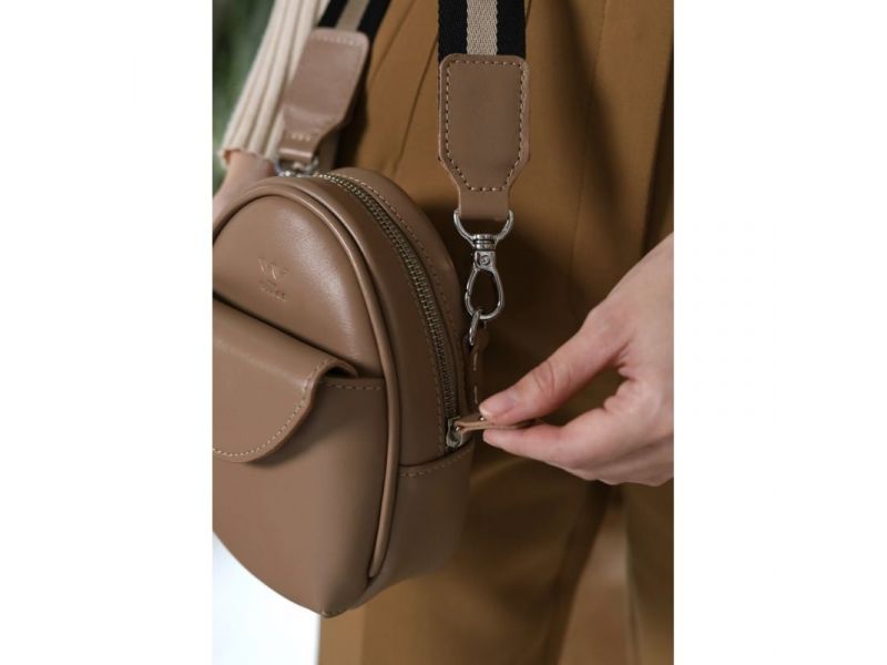 Кожаная женская мини-сумка Kroha карамель краст, фото 5