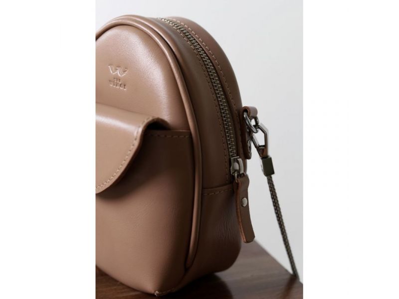 Кожаная женская мини-сумка Kroha карамель краст, фото 8