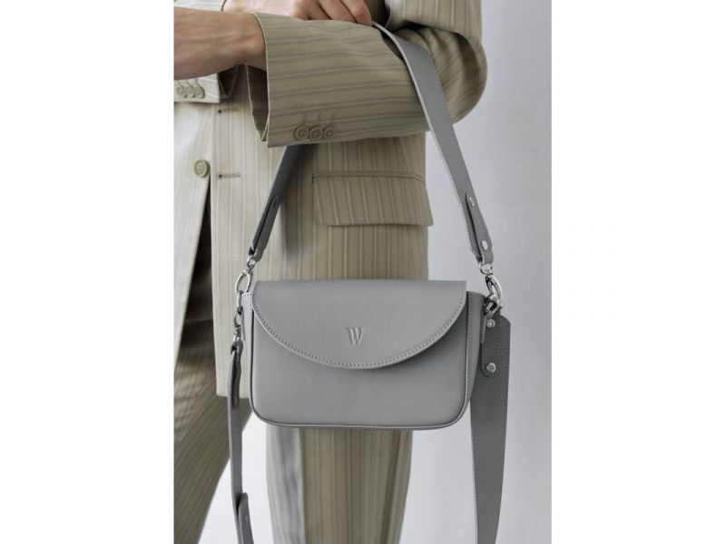 Женская кожаная сумка Molly серая, фото 2