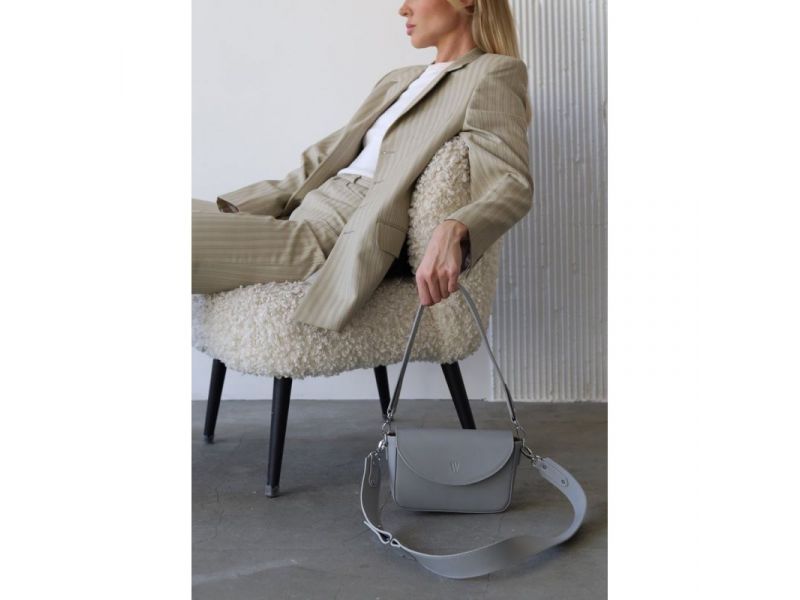 Женская кожаная сумка Molly серая, фото 8