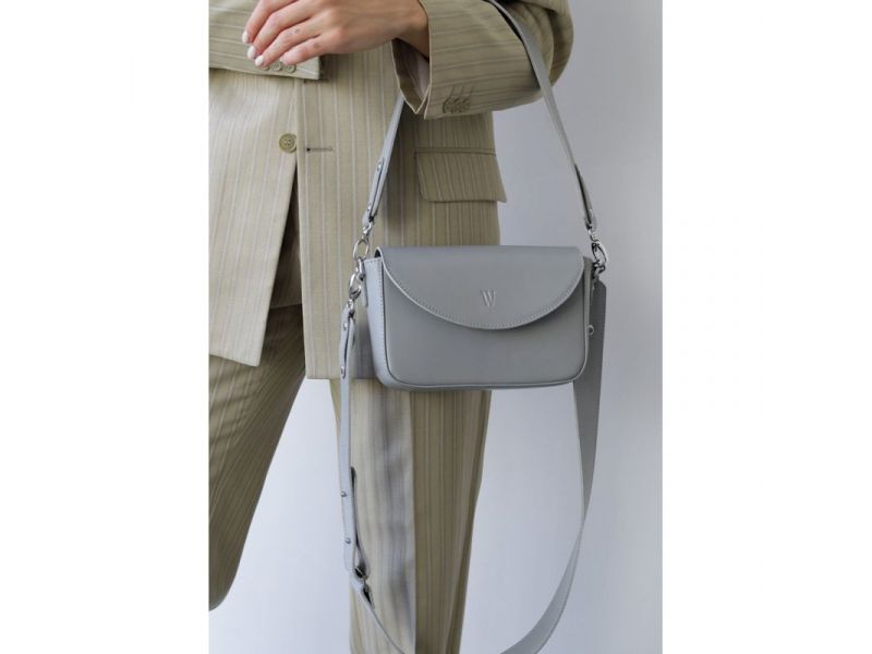 Женская кожаная сумка Molly серая, фото 1