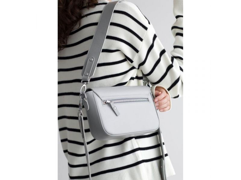 Женская кожаная сумка Molly серая, фото 4