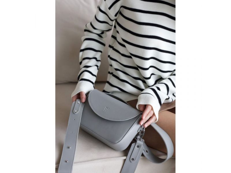 Женская кожаная сумка Molly серая, фото 3