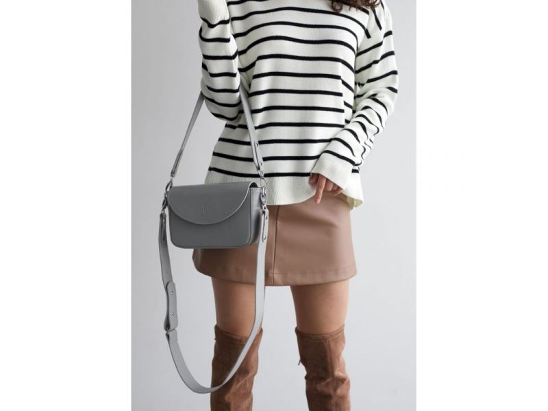 Женская кожаная сумка Molly серая, фото 7
