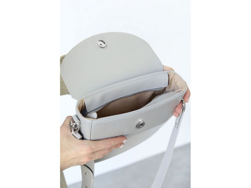 Женская кожаная сумка Molly серая, фото 5