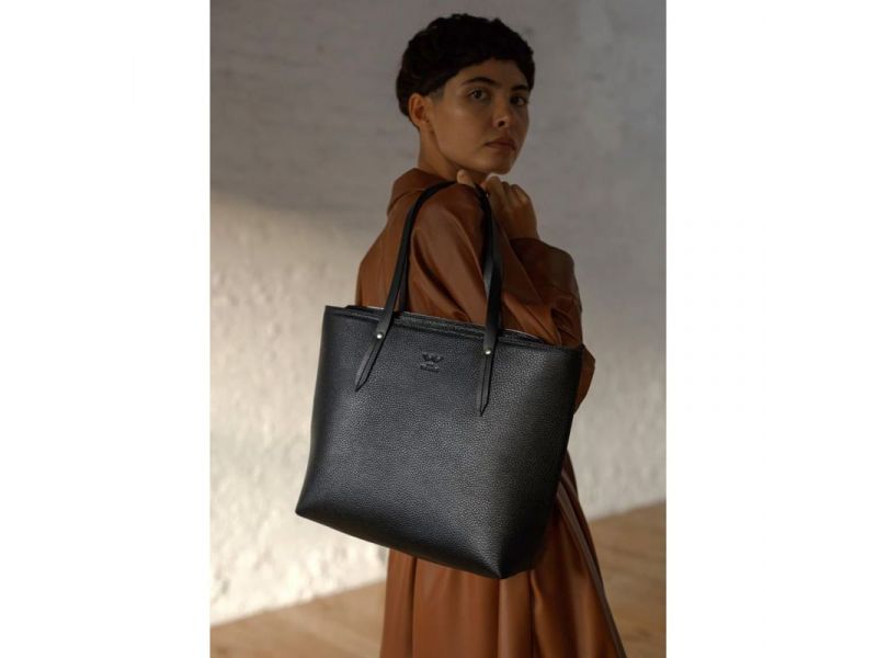 Кожаный шоппер Walker Mini черный флотар, фото 1