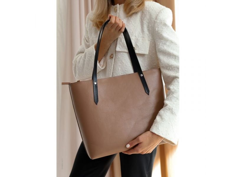 Кожаный шоппер Walker Mini карамель краст, фото 1