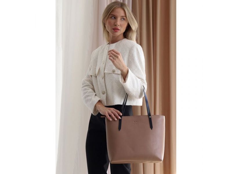 Кожаный шоппер Walker Mini карамель краст, фото 2