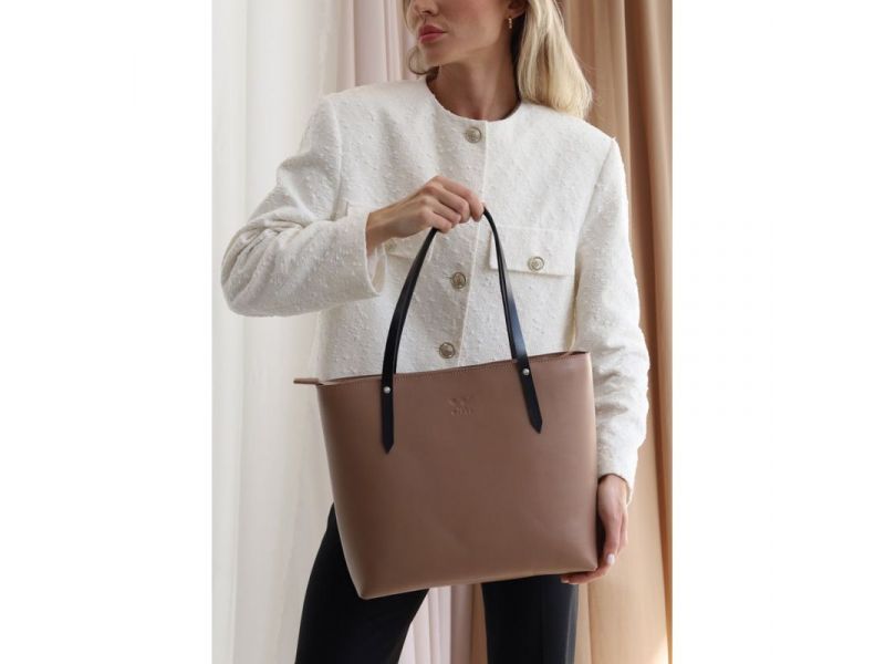 Кожаный шоппер Walker Mini карамель краст, фото 3