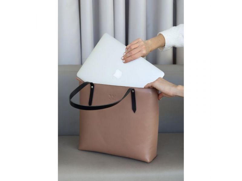 Кожаный шоппер Walker Mini карамель краст, фото 4