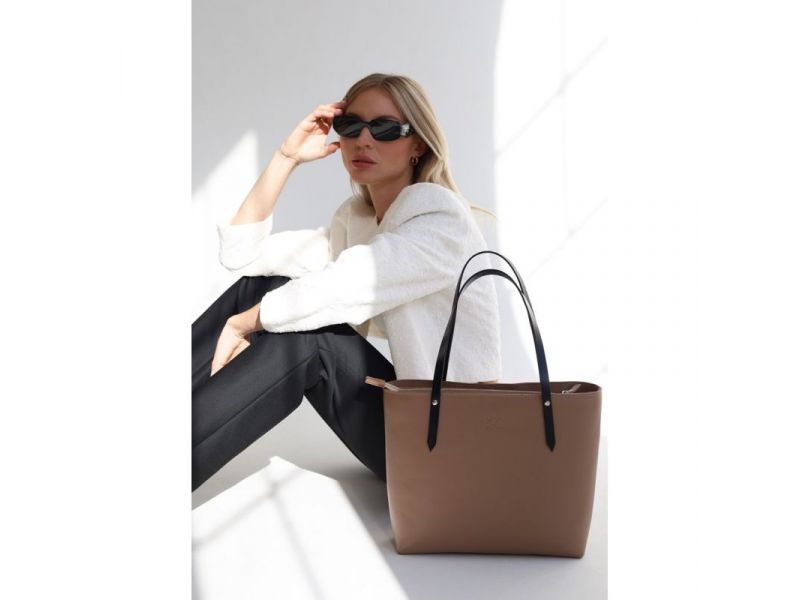 Кожаный шоппер Walker Mini карамель краст, фото 7