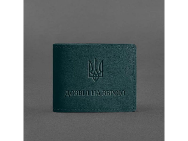 Кожаная обложка для разрешения на оружие зеленая, фото 4