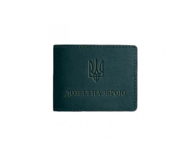 Кожаная обложка для разрешения на оружие зеленая, фото 5