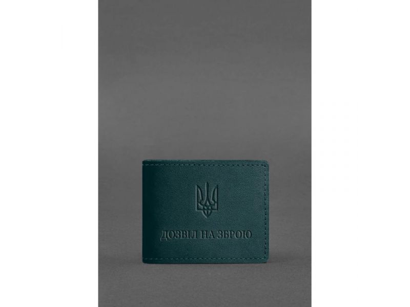 Кожаная обложка для разрешения на оружие зеленая, фото 1