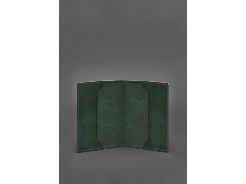 Кожаная обложка для удостоверения офицера 9.0 зеленая Crazy Horse, фото 3