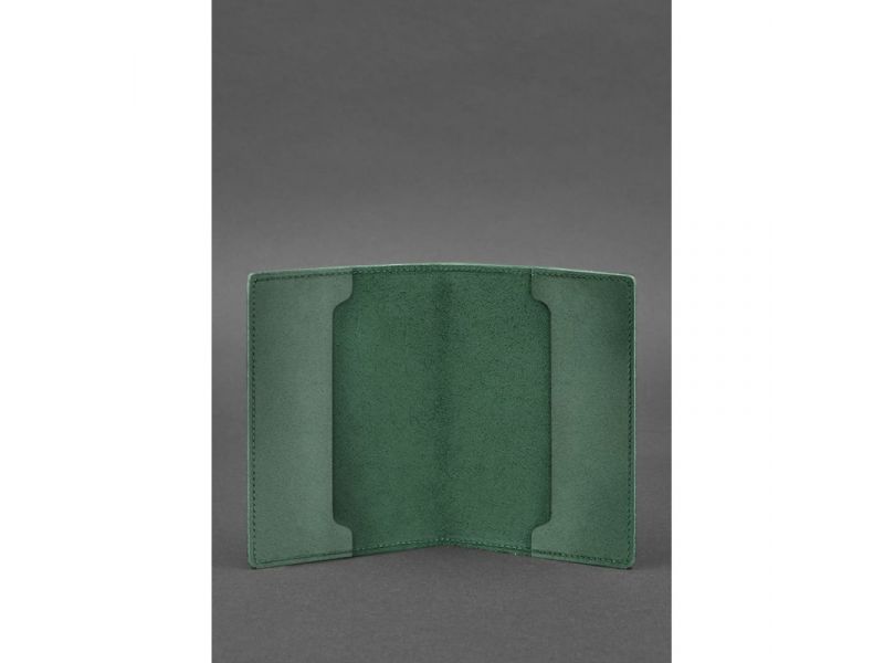 Кожаная обложка для военного билета офицера запаса 8.0 зеленая Crazy Horse, фото 3