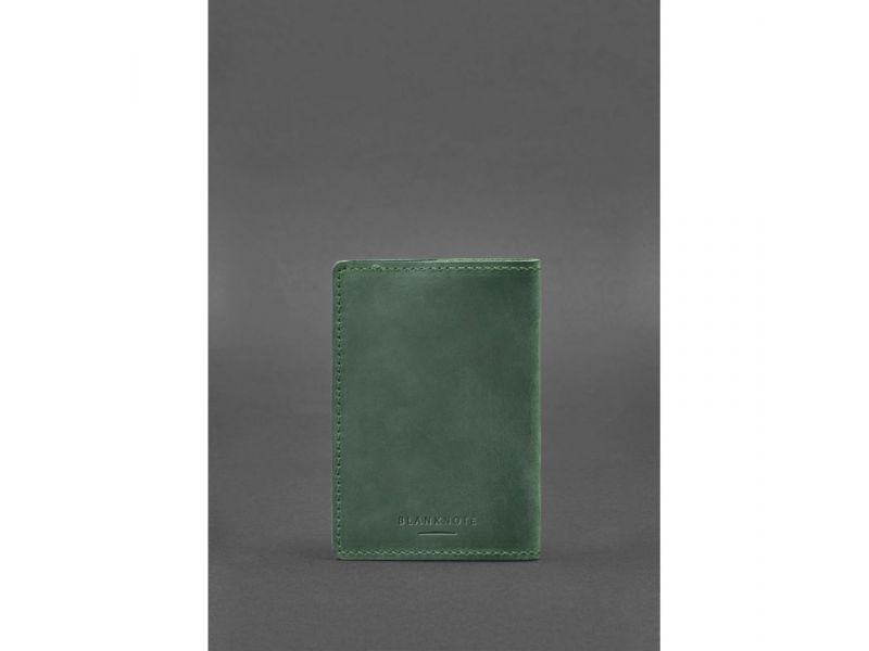 Кожаная обложка для военного билета офицера запаса 8.0 зеленая Crazy Horse, фото 4