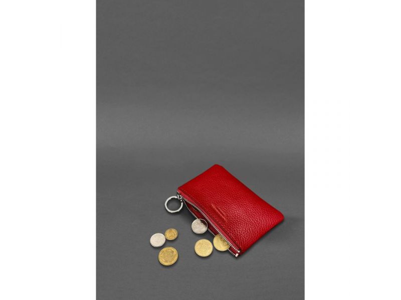 Кожаная монетница / мини-косметичка 3.0 красная флотар, фото 2