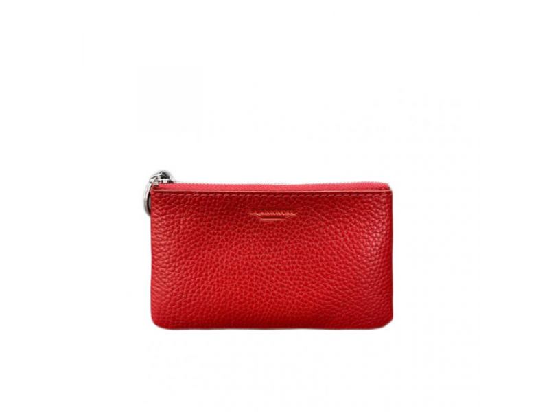 Кожаная монетница / мини-косметичка 3.0 красная флотар, фото 4