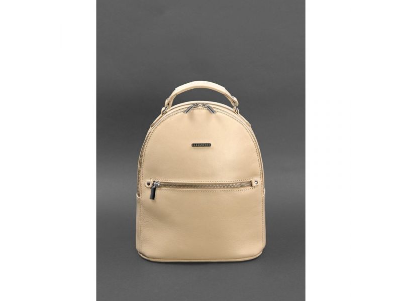 Кожаный женский мини-рюкзак Kylie Светло-бежевый краст, фото 1