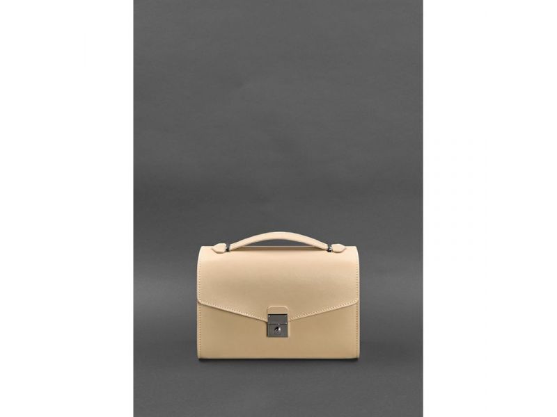 Женская кожаная сумка-кроссбоди Lola светло-бежевая, фото 1