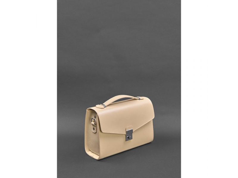 Женская кожаная сумка-кроссбоди Lola светло-бежевая, фото 2