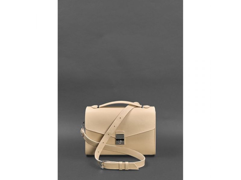 Женская кожаная сумка-кроссбоди Lola светло-бежевая, фото 3