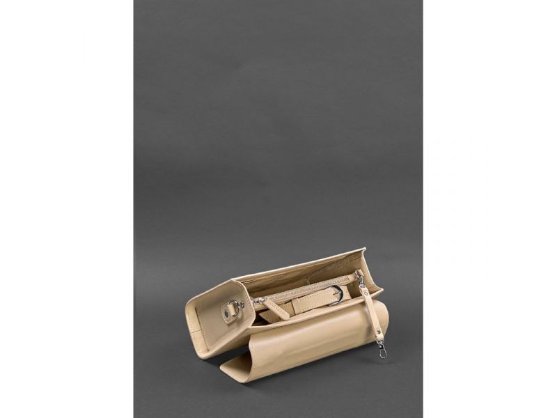 Женская кожаная сумка-кроссбоди Lola светло-бежевая, фото 5