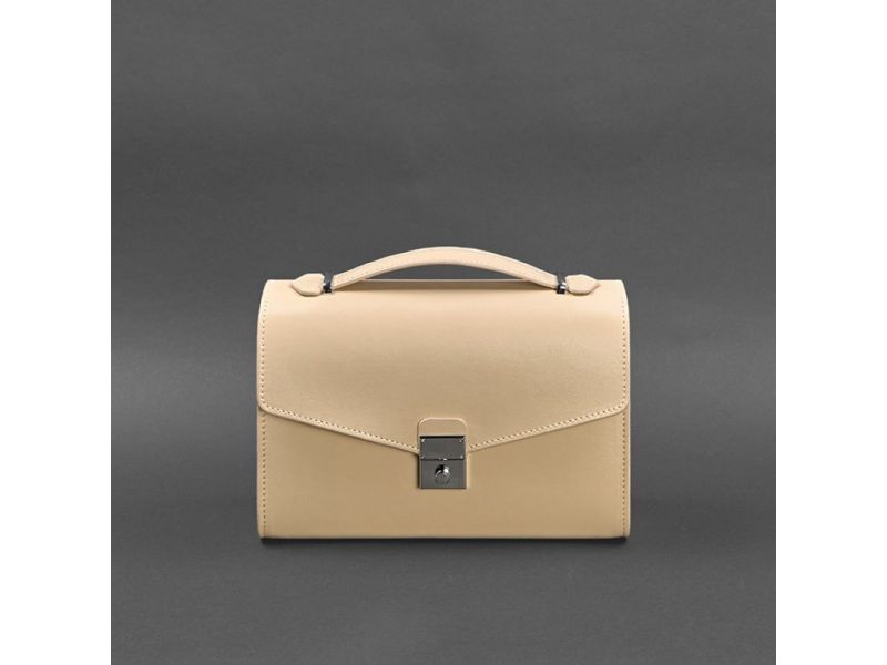 Женская кожаная сумка-кроссбоди Lola светло-бежевая, фото 6