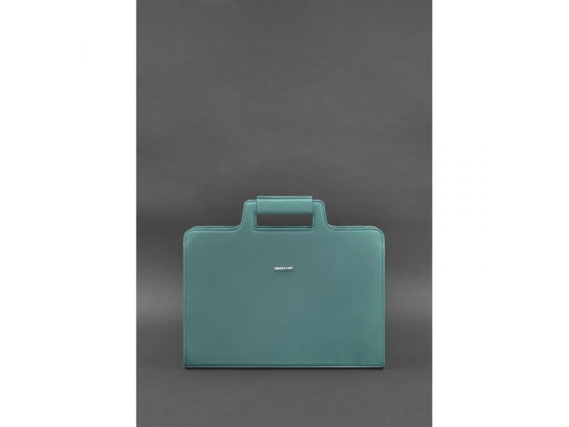 Женская кожаная сумка для ноутбука и документов бирюзовая, фото 1