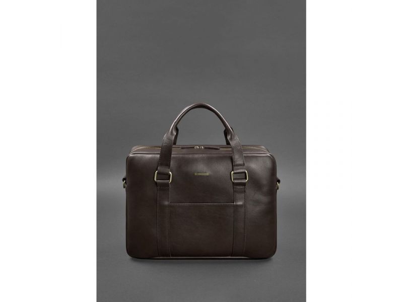 Кожаная сумка для ноутбука и документов темно-коричневая, фото 1