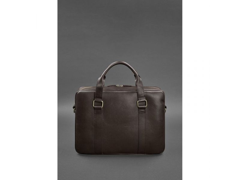 Кожаная сумка для ноутбука и документов темно-коричневая, фото 2