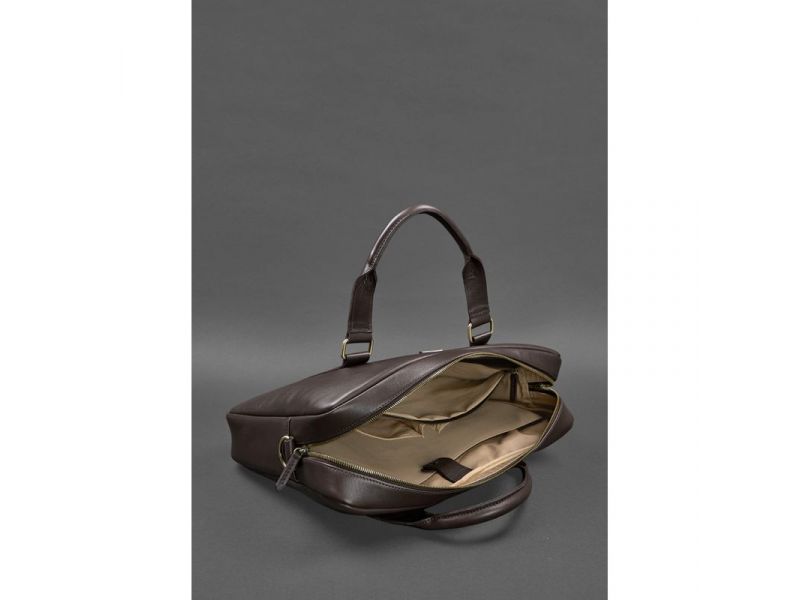 Кожаная сумка для ноутбука и документов темно-коричневая, фото 4