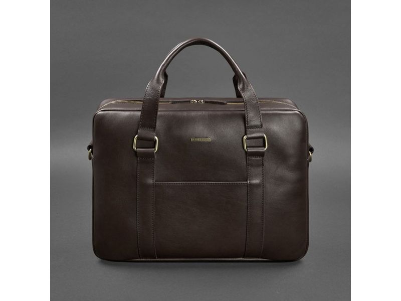 Кожаная сумка для ноутбука и документов темно-коричневая, фото 5