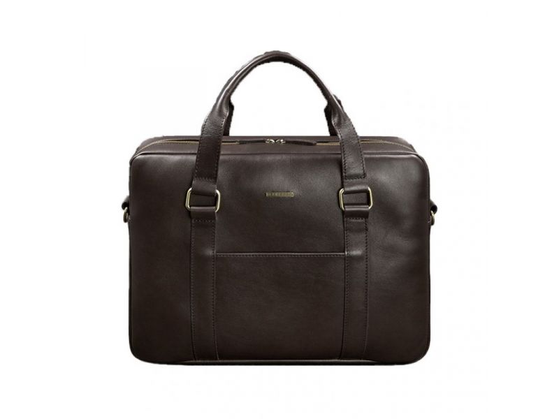 Кожаная сумка для ноутбука и документов темно-коричневая, фото 6