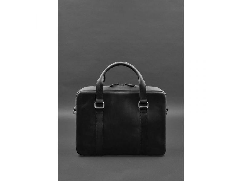 Кожаная сумка для ноутбука и документов черная Crazy Horse, фото 3