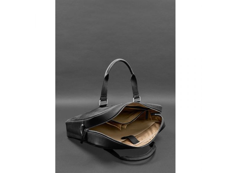 Кожаная сумка для ноутбука и документов черная Crazy Horse, фото 4