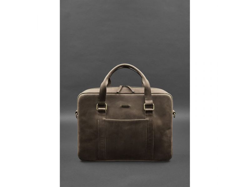 Кожаная сумка для ноутбука и документов темно-коричневый Crazy Horse, фото 2