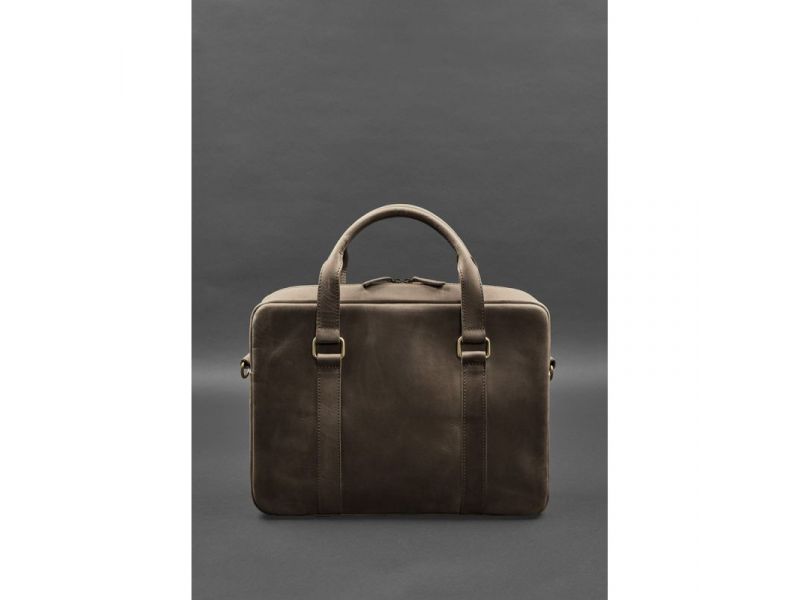 Кожаная сумка для ноутбука и документов темно-коричневый Crazy Horse, фото 3