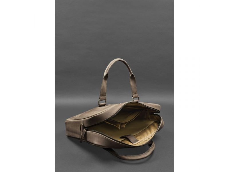 Кожаная сумка для ноутбука и документов темно-коричневый Crazy Horse, фото 4