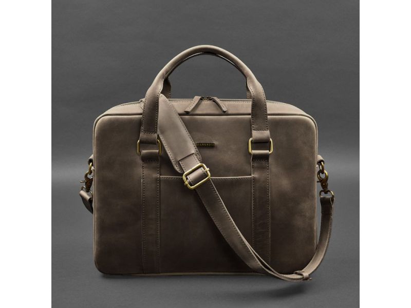 Кожаная сумка для ноутбука и документов темно-коричневый Crazy Horse, фото 5