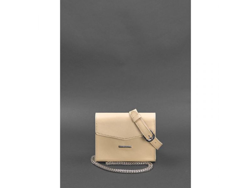 Набор женских кожаных сумок Mini поясная/кроссбоди светло-бежевый, фото 2