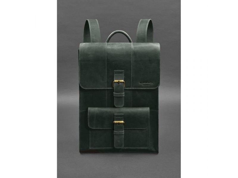 Кожаный рюкзак Brit зеленый Crazy Horse, фото 1
