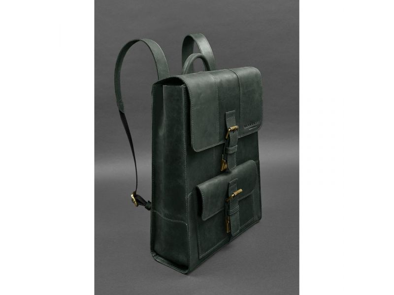 Кожаный рюкзак Brit зеленый Crazy Horse, фото 2