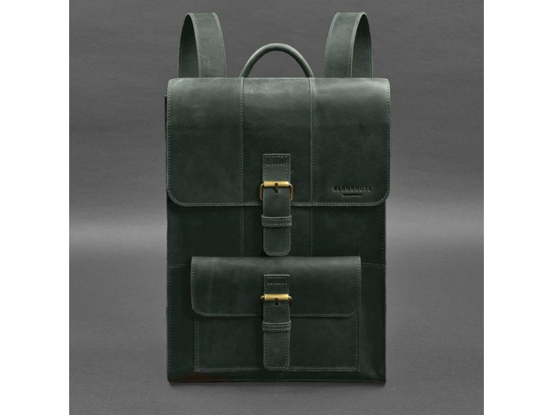 Кожаный рюкзак Brit зеленый Crazy Horse, фото 4