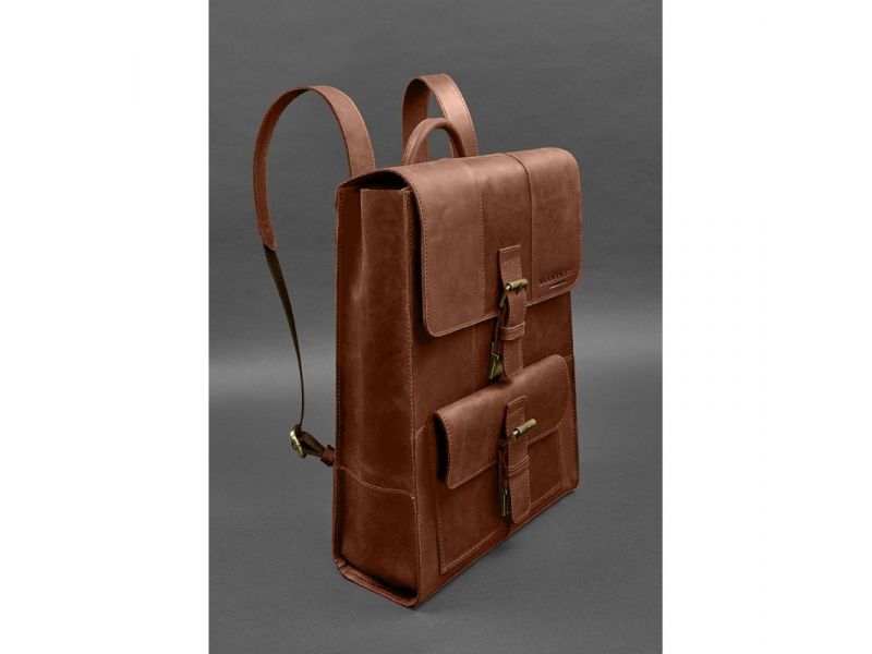Кожаный рюкзак Brit свето-коричневый Crazy Horse, фото 2